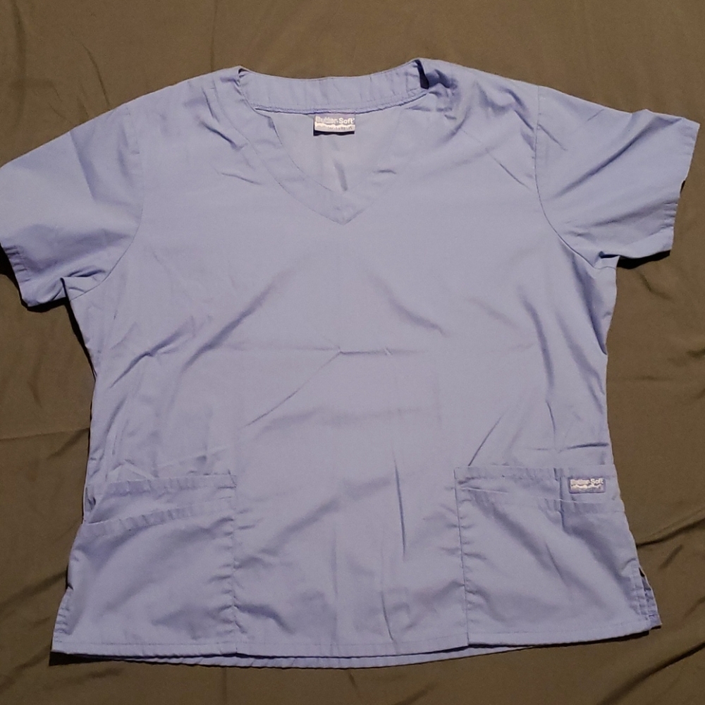 Women's scrub top, XL, ciel blue